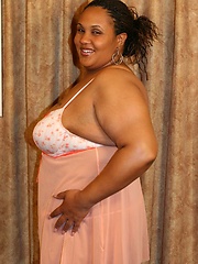 Massive ebony BBW stripping off her night gown to show off her chocolate black booty