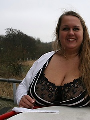 German plump blonde exposed giant tits outdoor