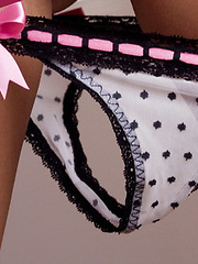 Hanna Hilton - Black and white bra and pantys with black skirt
